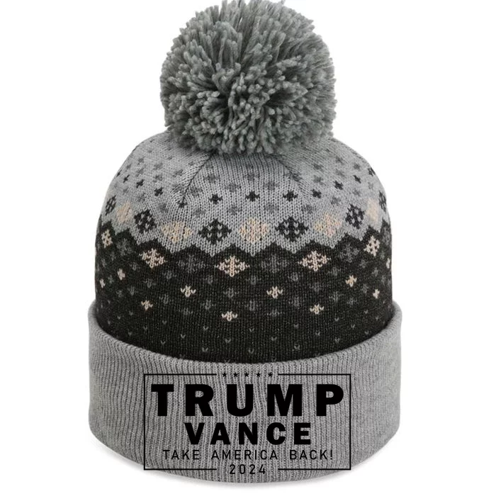 Trump Vance 2024 Take America Back Blackout Logo The Baniff Cuffed Pom Beanie