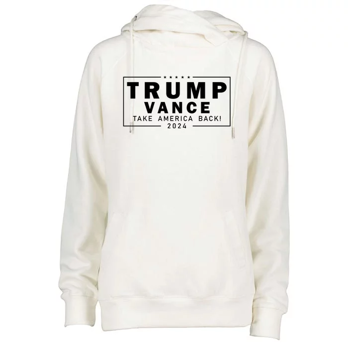 Trump Vance 2024 Take America Back Blackout Logo Womens Funnel Neck Pullover Hood