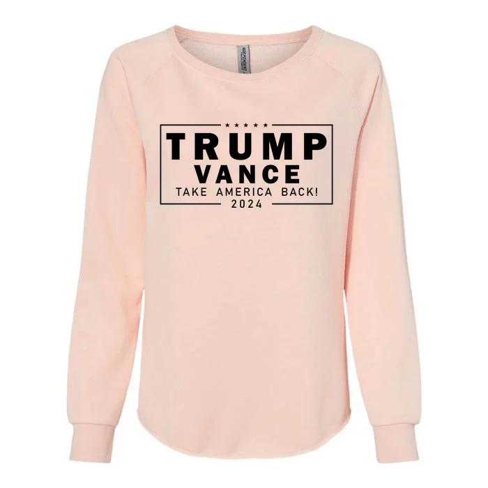 Trump Vance 2024 Take America Back Blackout Logo Womens California Wash Sweatshirt