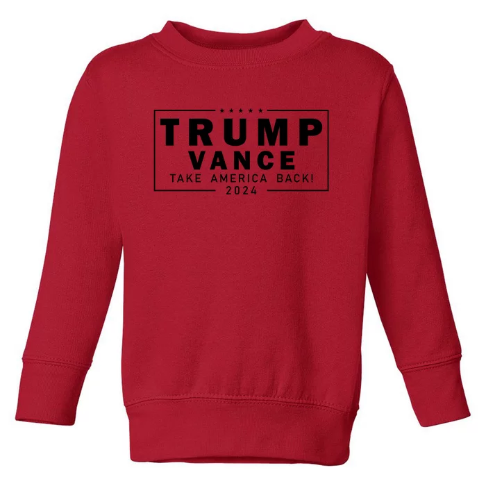 Trump Vance 2024 Take America Back Blackout Logo Toddler Sweatshirt