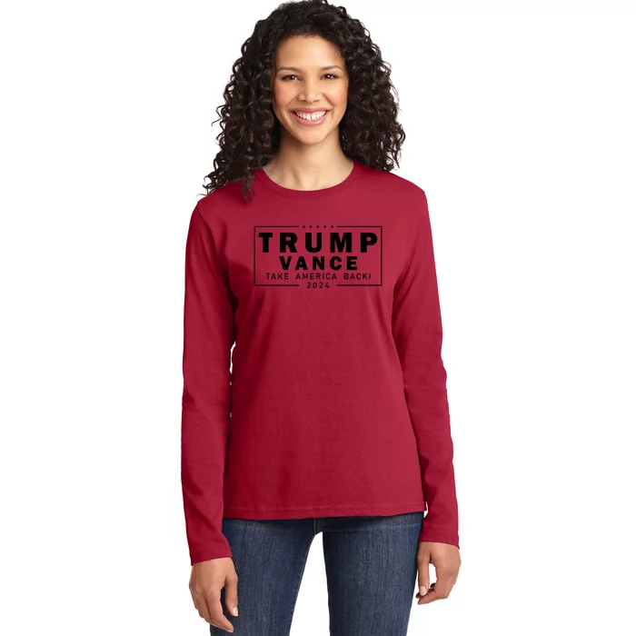 Trump Vance 2024 Take America Back Blackout Logo Ladies Long Sleeve Shirt