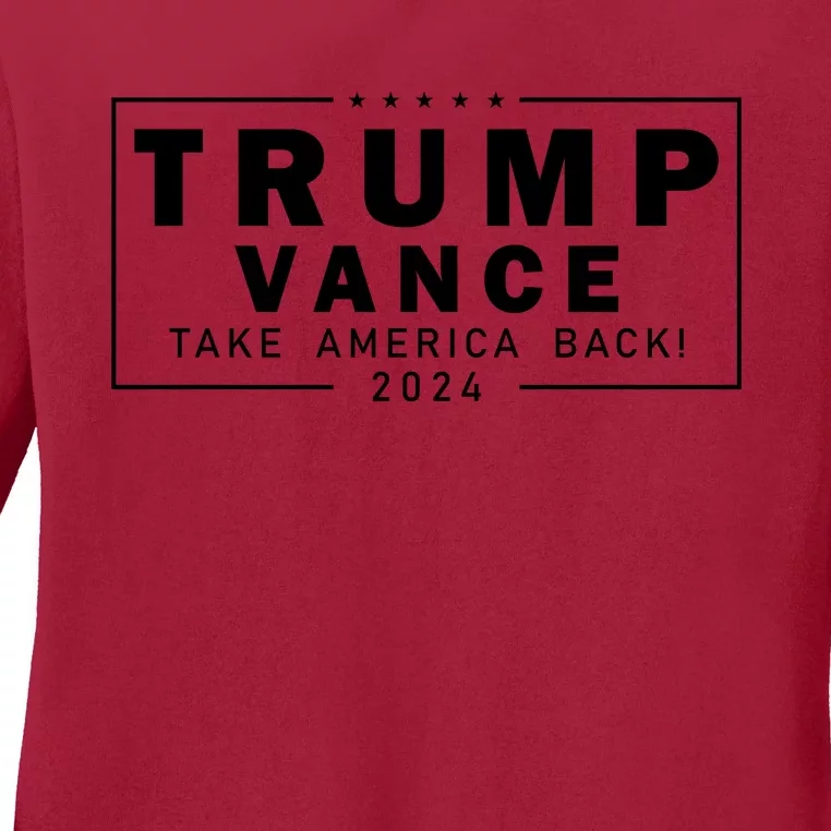 Trump Vance 2024 Take America Back Blackout Logo Ladies Long Sleeve Shirt