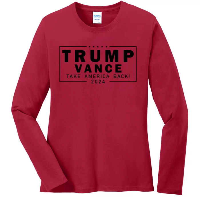 Trump Vance 2024 Take America Back Blackout Logo Ladies Long Sleeve Shirt