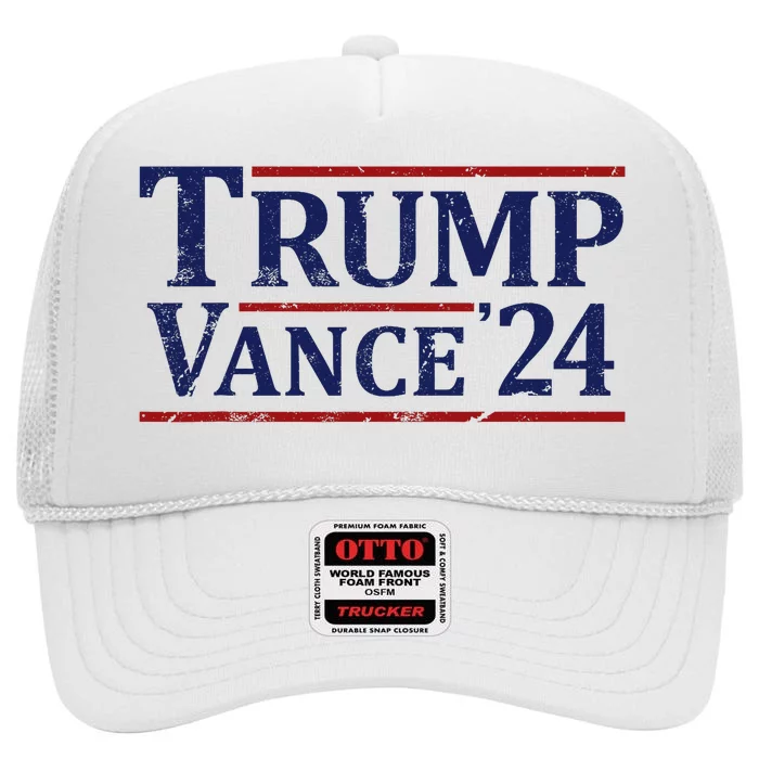 Trump Vance 24 Vintage 2024 Maga High Crown Mesh Trucker Hat