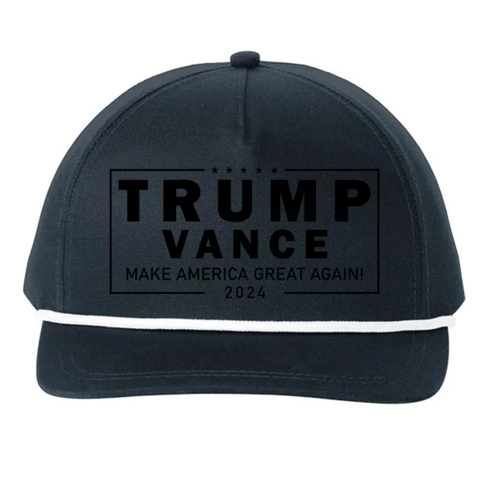 Trump Vance 2024 Make America Great Again Maga Blackout Logo Snapback Five-Panel Rope Hat