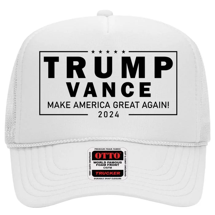 Trump Vance 2024 Make America Great Again Maga Blackout Logo High Crown Mesh Trucker Hat