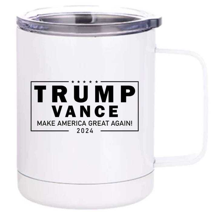 Trump Vance 2024 Make America Great Again Maga Blackout Logo Front & Back 12oz Stainless Steel Tumbler Cup