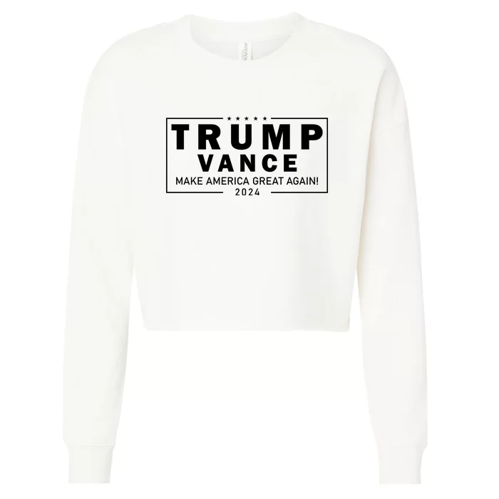 Trump Vance 2024 Make America Great Again Maga Blackout Logo Cropped Pullover Crew