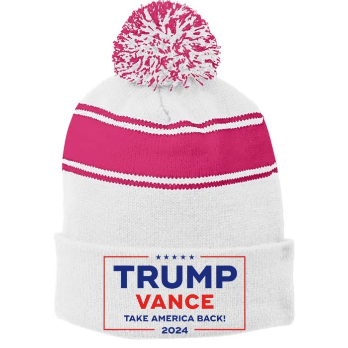 Trump Vance 2024 Vice President Vp Trump 2024 Election Stripe Pom Pom Beanie