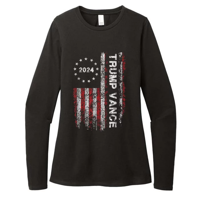 Trump Vance 2024 Us Flag Vintage Election President 2024 Womens CVC Long Sleeve Shirt