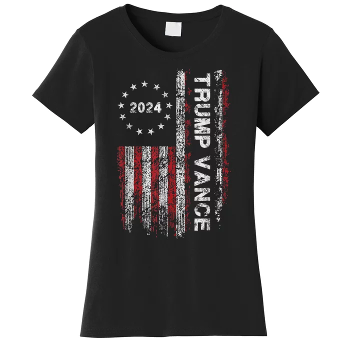 Trump Vance 2024 Us Flag Vintage Election President 2024 Women's T-Shirt