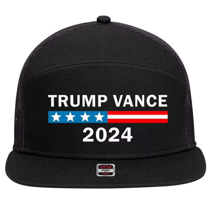 Trump Vance 2024 Donald Trump J.D. Vance For President 7 Panel Mesh Trucker Snapback Hat