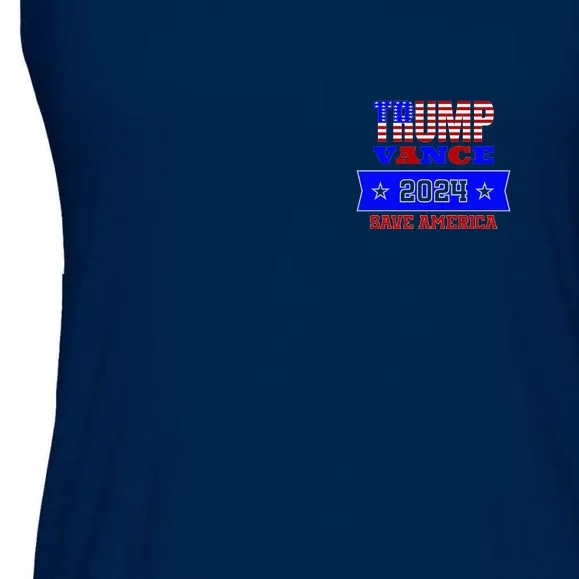 Trump Vance 2024 Front Pocket Print And Back Front & Back Ladies Essential Flowy Tank