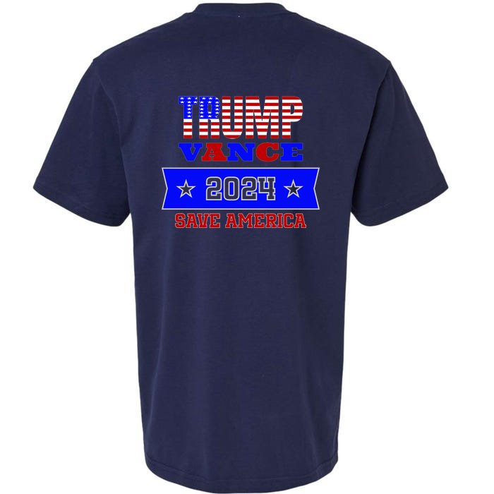 Trump Vance 2024 Front Pocket Print And Back Front & Back Sueded Cloud Jersey T-Shirt