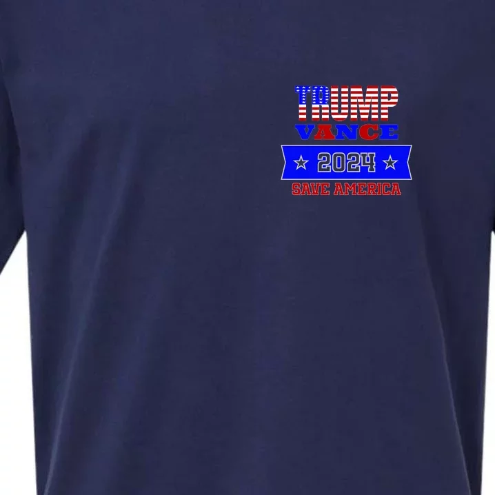 Trump Vance 2024 Front Pocket Print And Back Front & Back Sueded Cloud Jersey T-Shirt