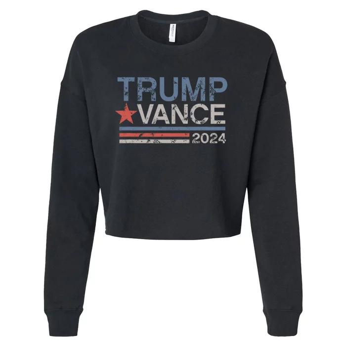 Trump Vance 2024 Retro Stripe Trump Jd Vance Cropped Pullover Crew