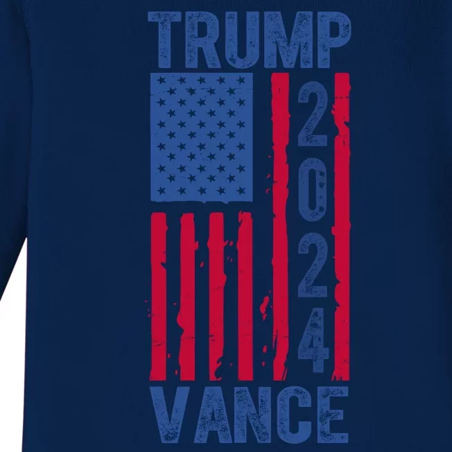 Trump Vance 2024 Us Flag Election Baby Long Sleeve Bodysuit