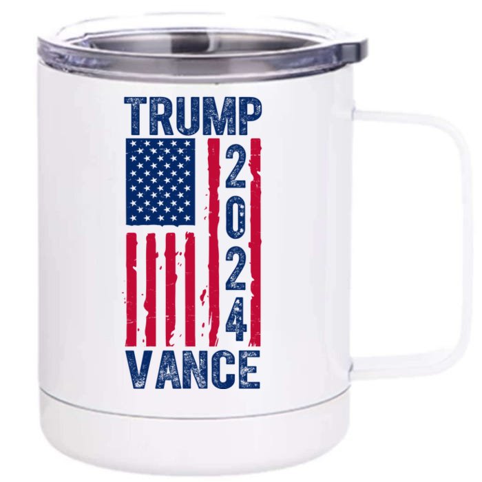 Trump Vance 2024 Us Flag Election Front & Back 12oz Stainless Steel Tumbler Cup