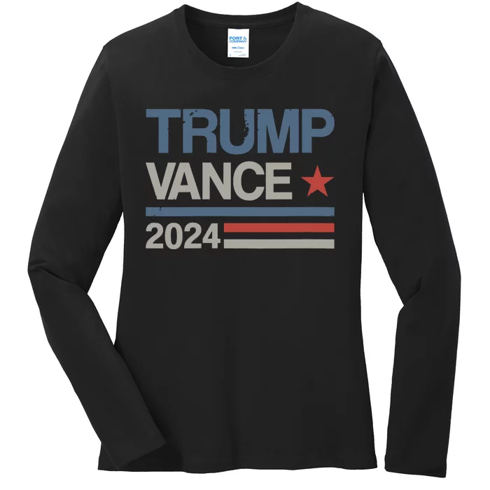 Trump Vance 2024 President Trump Supporter Reelection Ladies Long Sleeve Shirt