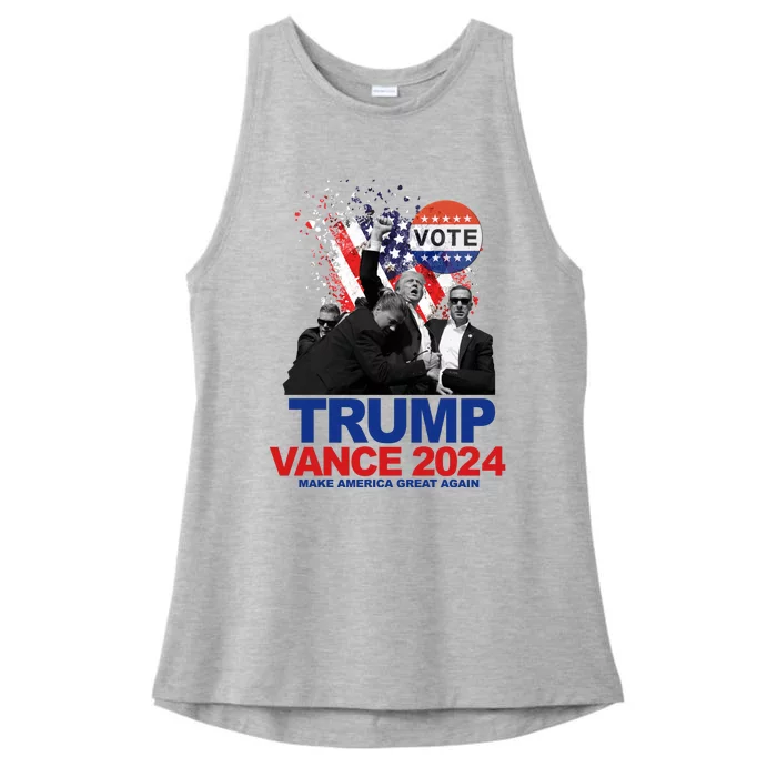 Trump Vance 2024 Make America Great Again Fight Election Ladies Tri-Blend Wicking Tank