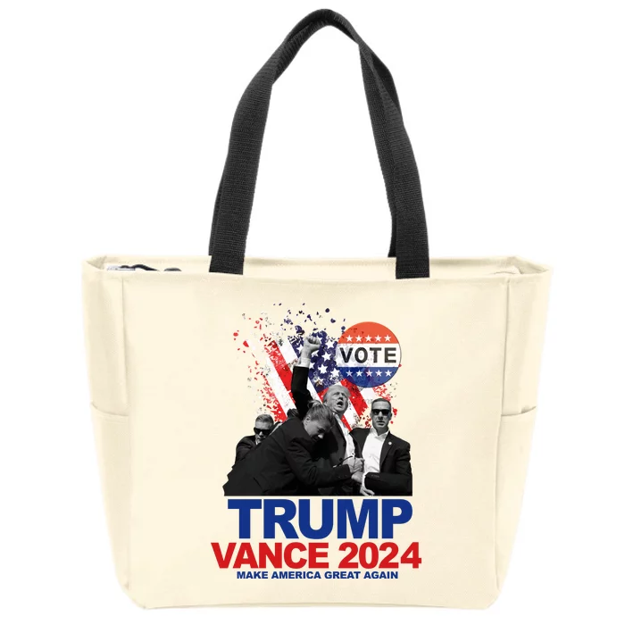 Trump Vance 2024 Make America Great Again Fight Election Zip Tote Bag