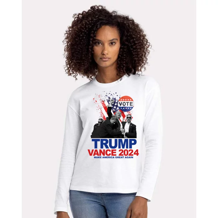 Trump Vance 2024 Make America Great Again Fight Election Womens Cotton Relaxed Long Sleeve T-Shirt