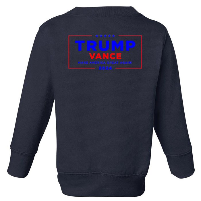 Trump Vance 2024 Front Pocket Print With Back Print Front & Back Toddler Sweatshirt