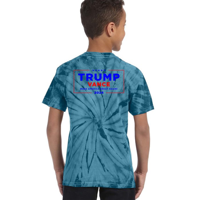 Trump Vance 2024 Front Pocket Print With Back Print Front & Back Kids Tie-Dye T-Shirt