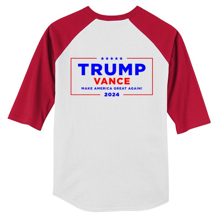 Trump Vance 2024 Front Pocket Print With Back Print Front & Back Kids Colorblock Raglan Jersey