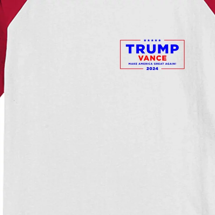 Trump Vance 2024 Front Pocket Print With Back Print Front & Back Kids Colorblock Raglan Jersey