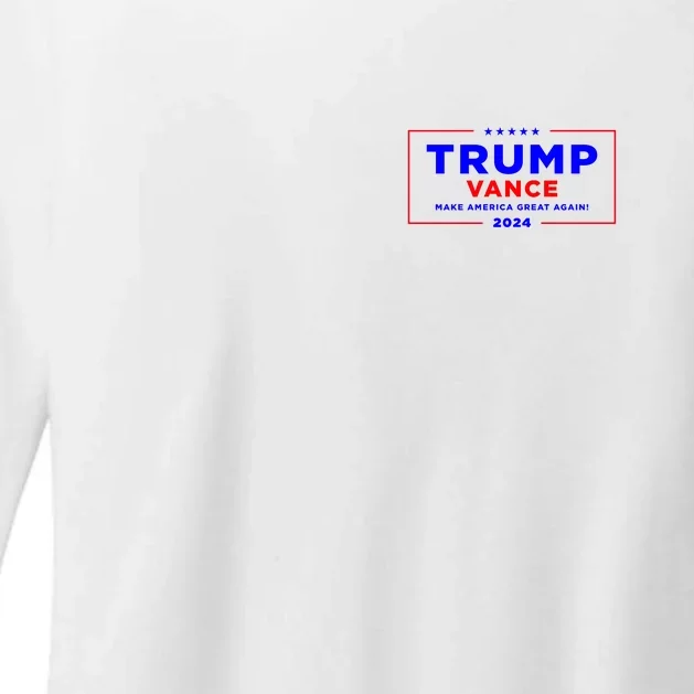 Trump Vance 2024 Front Pocket Print With Back Print Front & Back Womens CVC Long Sleeve Shirt