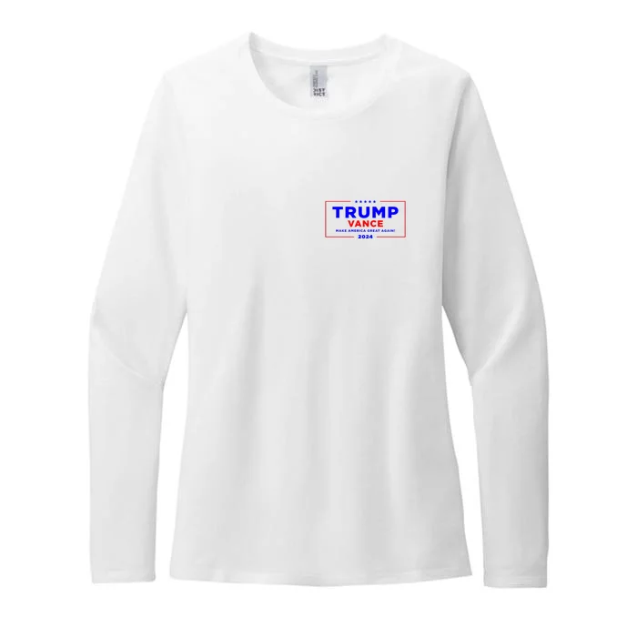 Trump Vance 2024 Front Pocket Print With Back Print Front & Back Womens CVC Long Sleeve Shirt