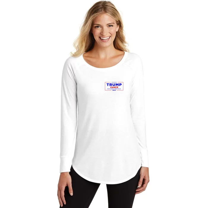 Trump Vance 2024 Front Pocket Print With Back Print Front & Back Women's Perfect Tri Tunic Long Sleeve Shirt