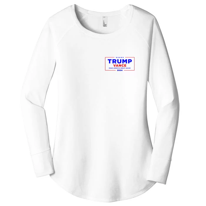 Trump Vance 2024 Front Pocket Print With Back Print Front & Back Women's Perfect Tri Tunic Long Sleeve Shirt