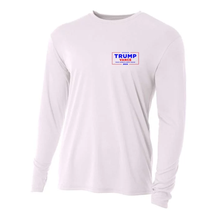 Trump Vance 2024 Front Pocket Print With Back Print Front & Back Cooling Performance Long Sleeve Crew