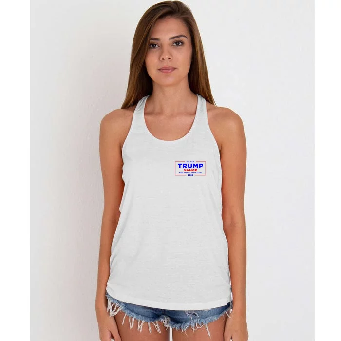 Trump Vance 2024 Front Pocket Print With Back Print Front & Back Women's Knotted Racerback Tank