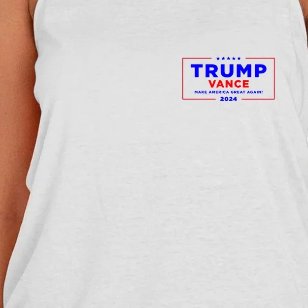 Trump Vance 2024 Front Pocket Print With Back Print Front & Back Women's Knotted Racerback Tank