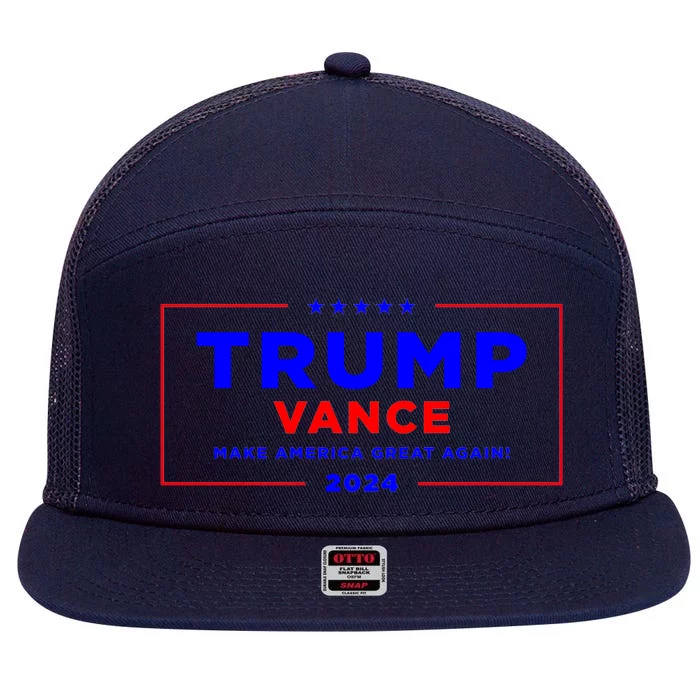 Trump Vance 2024 7 Panel Mesh Trucker Snapback Hat