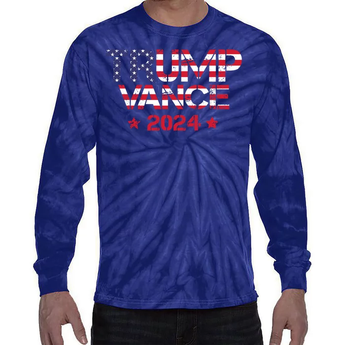 Trump Vance 2024 Vintage Patriotic Tie-Dye Long Sleeve Shirt