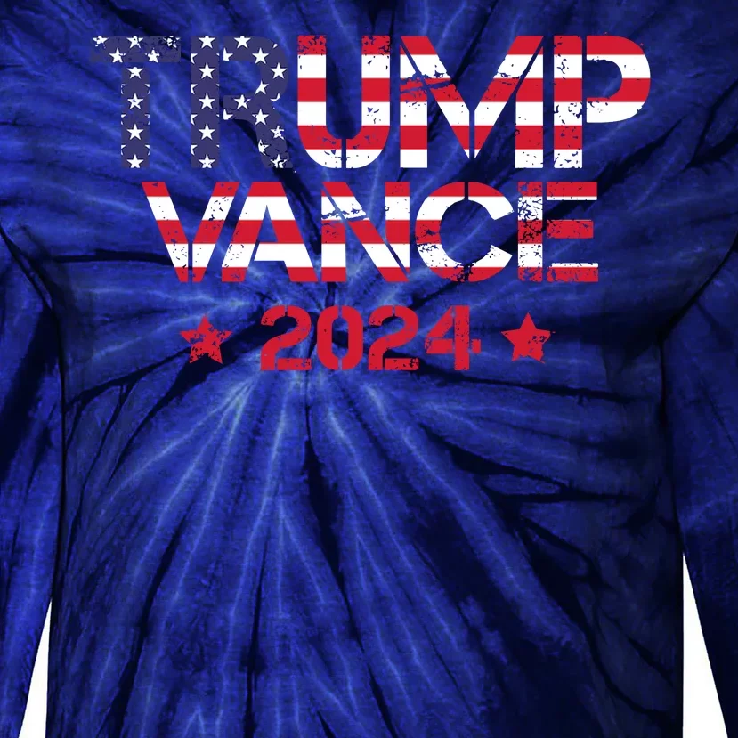 Trump Vance 2024 Vintage Patriotic Tie-Dye Long Sleeve Shirt