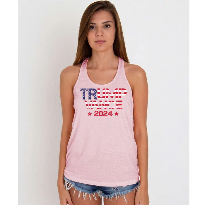 Trump Vance 2024 Vintage Patriotic Women's Knotted Racerback Tank