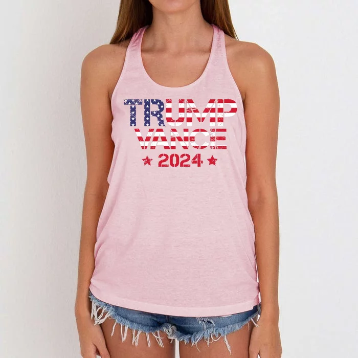 Trump Vance 2024 Vintage Patriotic Women's Knotted Racerback Tank