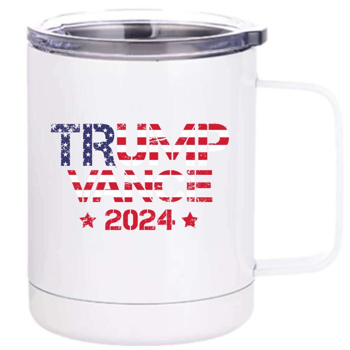 Trump Vance 2024 Vintage Patriotic Front & Back 12oz Stainless Steel Tumbler Cup