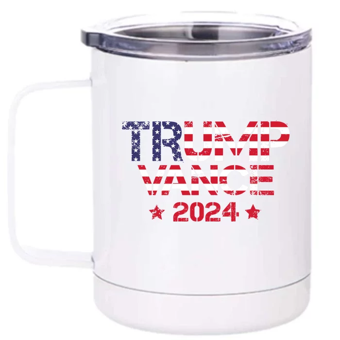 Trump Vance 2024 Vintage Patriotic Front & Back 12oz Stainless Steel Tumbler Cup