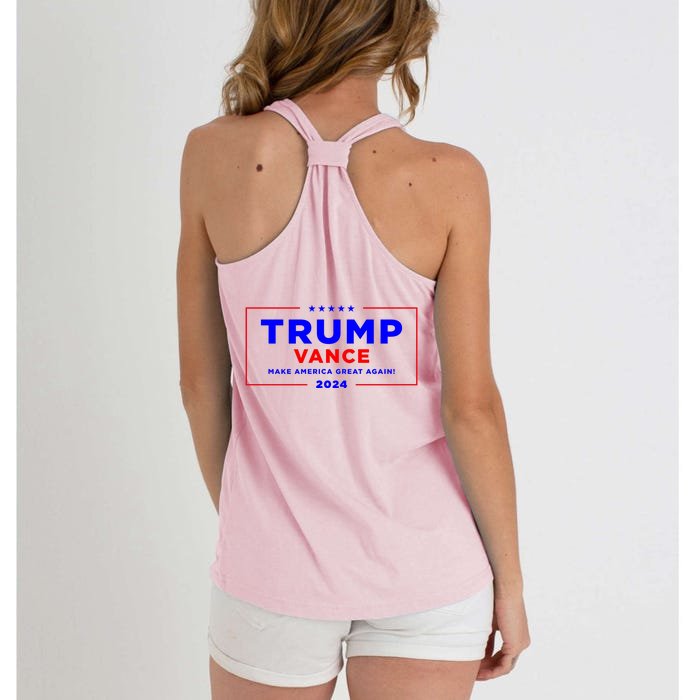 Trump Vance 2024 Front And Back Print Front & Back Women's Knotted Racerback Tank