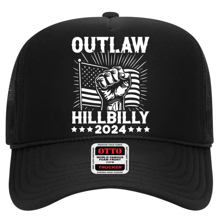 Trump Vance 2024 Donald Trump Jd Vance Outlaw Hillbilly High Crown Mesh Trucker Hat