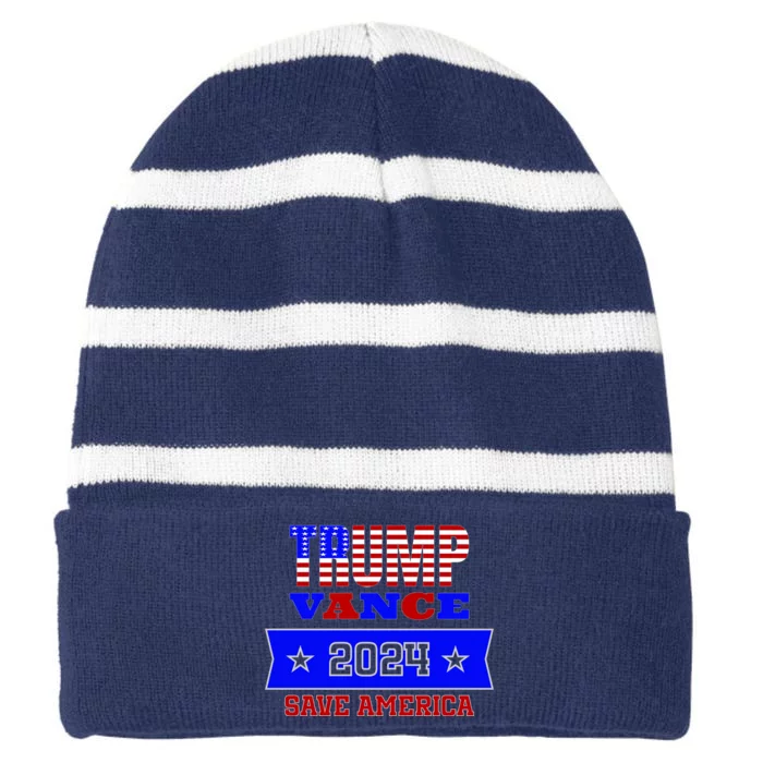 Trump Vance 2024 Save America Striped Beanie with Solid Band