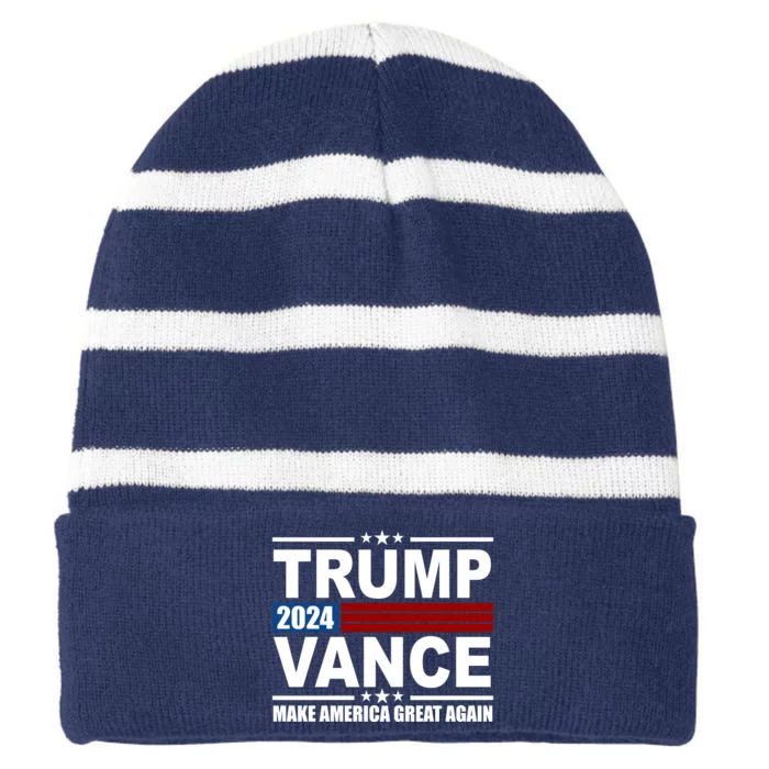 Trump Vance 2024 Make America Great Again Striped Beanie with Solid Band