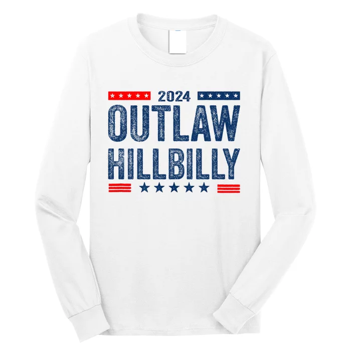 Trump Vance 2024 Outlaw Hillbilly Us Flag Vintage Long Sleeve Shirt