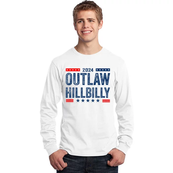 Trump Vance 2024 Outlaw Hillbilly Us Flag Vintage Tall Long Sleeve T-Shirt